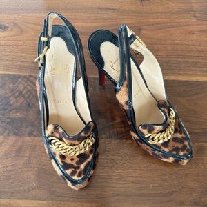 🛍️  Christian Louboutin Leopard Pony Hair Slingback Pumps